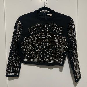 Studded Black Crop Top